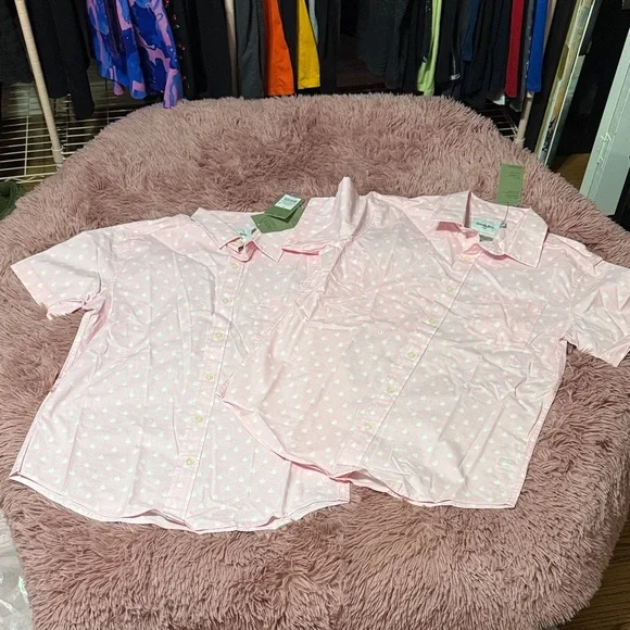 TWO - Goodfellow & Co Pink Poplin Slim Fit Short Sleeve Button Down Shirts - Picture 4 of 8